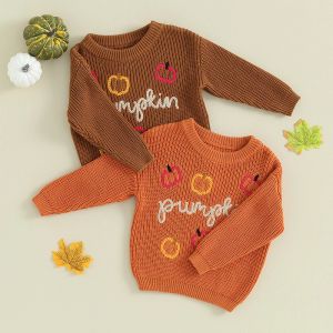 Pankaux 2023 automne hiver nouveau bébé garçons filles pulls tricotant les pulls pull-nés des pulls de citrouille de citrouille