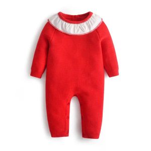 Panks 2024 Baby Treed Cougers with CHAPS NEWBORN Tricoting One Piece Jumpsuit Infant Red Knitwear BodySuit Baby Girls Treen Ranger