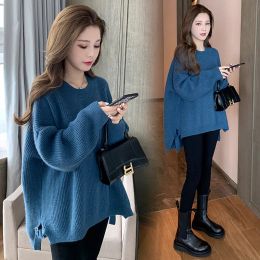 Truien 6189# Herfst Winter Gebreide Moederschap Truien Thermische Warme Losse Truien Kleding voor Zwangere Vrouwen Losse Zwangerschap Tops