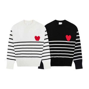 Pulls Amis Unisexe Luxe Designer Amihoodie Rayé Col Rond Pull À Col Roulé Paris Mode Une Lettre Coeur Rouge Imprimé Casual Coton Sweat À Capuche Vêtements Pour Femmes