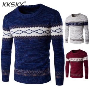 Sweaters Sweaters y suéteres de suéteres de manga de manga larga Sweater de punto de vista de alta calidad Homme cálido abrigo azul marino 3xl más nuevo