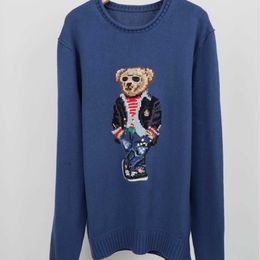 Sweaters Autumnwinter Nieuwe katoen zware industrie Cartoon Little Bear Round Neck Academy Leeftijd Reducerend veelzijdige trui voor mannen en vrouwen