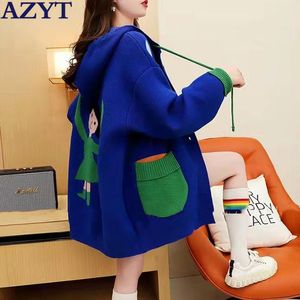 Pankaux Azyt Fashion Hooded Surdiaker Sweater Female Cardigan 2023 CARTOON CARTOON PRINT CARDIGAN Veste coréenne Loose Femme Pull