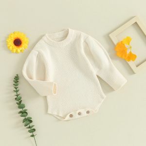 Pullages Baby Girls Sweater Sweater Hiver Winter Nouveau-né à manches longues Coure Couw Solid Crochet Body Claid For Toddler Infant