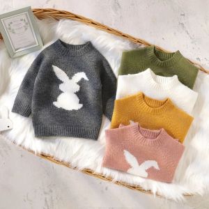 Sweaters Baywell Baby Cute Bunny gebreide trui Crewneck dikke kinderen zachte wol kleding voor jongensmeisjes herfst wintertruien codeed top
