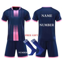 Sweaters kinderen voetbalshirts mannen jongens voetbalkleding sets korte mouw kindervoetbaluniformen volwassen kinderen voetbal tracksuit jersey