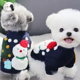 Prilleurs Christmas Snowman Pet Winter Vêtements chauds Pullaires de chien pour petits vêtements pour chiens schnauzer powle chaton fournit des accessoires