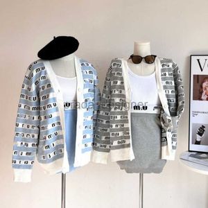 Truien ontwerper Damestrui Miui Letter Gebreid Vest Zoete Koreaanse editie Gestreepte jas met top Trendy trui