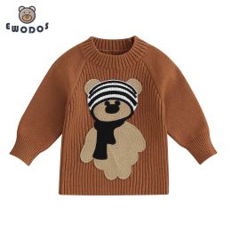 Sweaters Ewodos Toddler Baby Boys Girls Breint Bodysuits/Tops Lange mouw Cartoon Bear Bordery Gebreide Sweaters Infant Fall Outfits