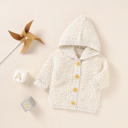 Pulls focusnorm 018m nouveau-né bébé garçon fille sweater cardigan manteaux couleurs massifs tricot à capuche