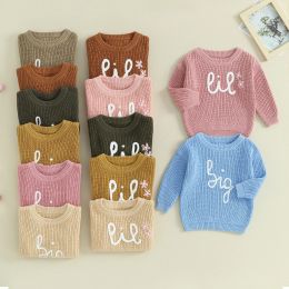 Sweaters focusnorm 6 kleuren baby jongens meisjes trui uit het kader 018m letter bloemen borduurwerk lange mouwen pullovers herfst winter tops