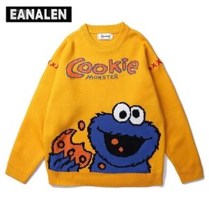 Ponts HARAJUKU Japonais rétro mignon mignon SESAame Street Pull Femme en vrac en vrac Anime Pull