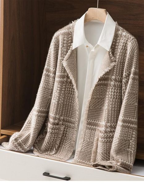 Sweaters Offre spéciale femmes 100% pure laine tricoté cardigan col rond manches longues ample allmatch haut de gamme manteau cachemire pull hiver SXXL