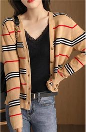 Suéteres Prendas de punto Cárdigan para mujer Chaqueta con cuello en V a rayas sexy suelta todo fósforo suéter de manga larga para mujer Blusa Sudaderas Abrigos