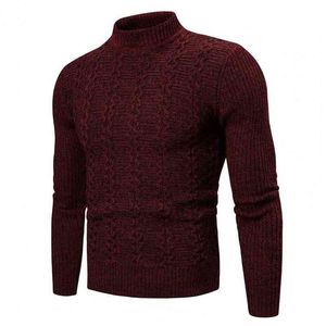 Truien mannen lange mouw gebreide trui geribbelde twist solide color herfst winter heren turtleneck trui casual trui l220730