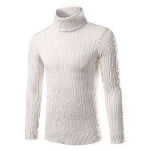 Sweaters Mens Outumn and Winter Linen Pattern Lapel Collar High Manga larga Camiseta de fondo de color sólido