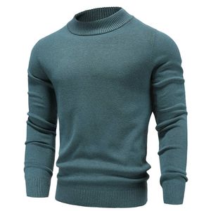 Truien nieuwe winter heren mock nek trui mode solide kleur warm gebreide pullovers mannen casual elastische mannelijke herfst gebreide kleding y2210