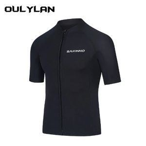 Truien Oulylan Kort wetsuit Men Neopreen duikpak split mouw vrouwen natte pak voorste ritsvissing zwem surfen zwemkleding 2 mm 2 mm