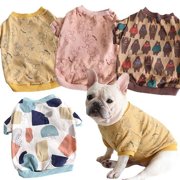 Prillers Clothes Pet Ventes printemps automne moyen petit chien pull mignon motif motif mode sweat-shirt chiot tshirt chihuahua bulldog pug big dog