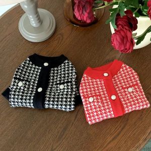 Pulls Plaid tricoté pull vêtements pour animaux de compagnie doux coton chien vêtements bouledogue français mignon chaud automne hiver noir fille garçon collier Perro