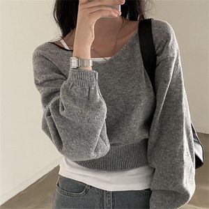 Suéteres Plamtee Chic All Match Jerséis Jerséis Hot Women Vneck 2022 Prendas de punto sueltas Nuevo otoño Slim Casual Office Lady Warm Sweaters