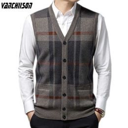 Truien dikke hoogwaardige heren mouwloze trui vorst Vestjack Basic voor herfst winter 31,9% wol vintage casual tujtv45 y2210