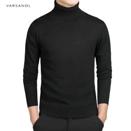 Sweaters Varsanol Casual Turtleneck Sweater Men Pelovers Autumn Fashion Fashion Sweater Solid Fit Séteres de punto