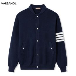 Prilleurs Varsanol New Autum Winter Striped Men's Cardigan Sweater Fashion Black Korean Casual Casumed Tree Manges Veste Brand Homme Vêtements