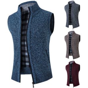 Chandails gilet automne hiver nouveau solide chaud fermeture éclair pull hommes décontracté tricots sans manches mâle vêtements Y2210