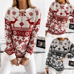 Sweaters Dames Gebreide Pullovers Jumpers Plus Size Lange Mouwen Winter Kerstmis Kleding Nieuwjaar Zwart Rode Kleding Y1110