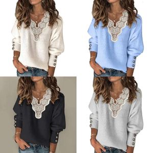 Pullages Femmes pour femmes 2021 Pull surdimensionnaire blanc vintage hiver V cou tricoté chaud recadré les femmes coréennes Blouses