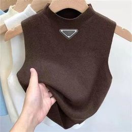 Suéteres para mujer tanques diseñador chaleco suéter mujeres chalecos suéteres primavera otoño carta suelta negro cuello redondo jersey chalecos de punto chaleco sin mangas top