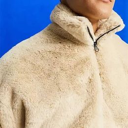 Truien y2k mannen fleece hoodie trui mode zip-up stand kraag vaste pullovers herfst winter warme heren kleding casual losse wollen tops y2210