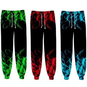 Pantalones de chándal Pantalones de chándal con llamas coloridas, pantalones de correr 3D, pantalones casuales para hombres/mujeres, pantalones de chándal Harajuku Hip Hop, ropa para Calle de hombre