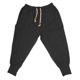 Pantalon de survêtement hip hop lin pantalon harem coton hommes solide élastique de taille joggers street