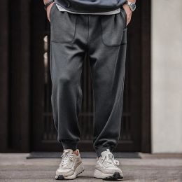 Pantalon de survêtement maden cordon de serrage en tricot-tricot pantalon de survêtement conique hommes grandes poches pantalon de jogger de sport