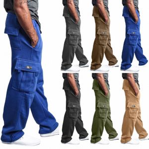 Pantalons de survêtement Hommes Cargo Pantalon Taille Élastique Pantalon Mâle Confort Joggers Pantalon De Sport Lâche Solide Plus Taille Hommes Vêtements v9VY #