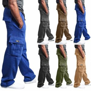 Pantalons de survêtement Hommes Cargo Pantalon Taille Élastique Pantalon Mâle Confort Joggers Pantalon De Sport Lâche Solide Plus Taille Hommes Vêtements q3JE #