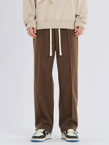 Trainingsbroek heren Japanse stijl wideleg vrachtbroek losse trekkoord casual broek solide streetwear recht werk pant man mannelijke nieuwe overalls