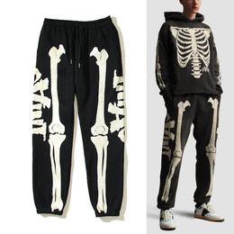 Joggingbroek Broek Mannen Vrouwen Hip Hop Vintage Skull Gedrukt Unisex Joggers Trekkoord Street Wear Zwarte Broek