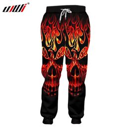 Pantalon de survêtement Ujwi 3d Red Fire Skull Joggers Pantalons Men Full Longueur Pantoure d'automne Pantalons Sweatpants 2018 Nouveau pantalon imperméable de la mode Homme