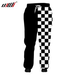 Pantalons de survêtement UJWI hommes 3D imprimé beau noir et blanc plaid nouvelle tenue surdimensionnée 5XL homme pantalon tendance sport pantalons de survêtement