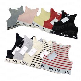 Streep Letter Knits Tops Womens Vesten T-shirts Designer mouwloze cropped tanktop Sexy damesvest voor feest