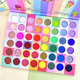 Zweetdichte heldere kleur oogschaduw pallet 48 tinten hoog pigment matte glans oogschaduw palet make -up glitter geperste poederpalet