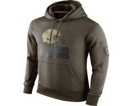 Sweinshirt Browns Olive Salute to Service Ko Performance American Football Hoodie1667390
