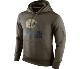 Sweinshirt Browns Olive Salute to Service Ko Performance American Football Hoodie6625480