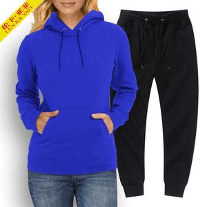 Sudadera Traje de lana Pantalones de chándal Mujer Jogger Set Ropa deportiva Traje deportivo Sudadera con capucha Conjunto Panst Invierno Casual Negro Blanco Chándal Y0625