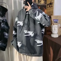 Sweatshirt voor Mannen Anime Zwarte Capuchon Mannelijke Kleding Manga Shark Hoodies Emo Designer Streetwear Harajuku Mode Geen Merk S 240119