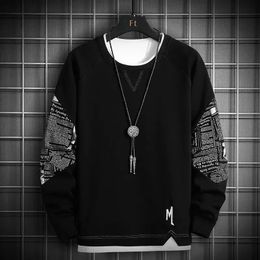 Sweat-shirt à capuche pour hommes, vêtements masculins, graphique noir, épissage en coton, nouveauté et esthétique, Sweat Simple S 240119