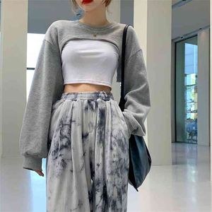 Sweat-shirt Femme Tendance Ins Lâche Coréenne Design Sense Veste Automne Taille Ultra-courte Empilage Top 210529